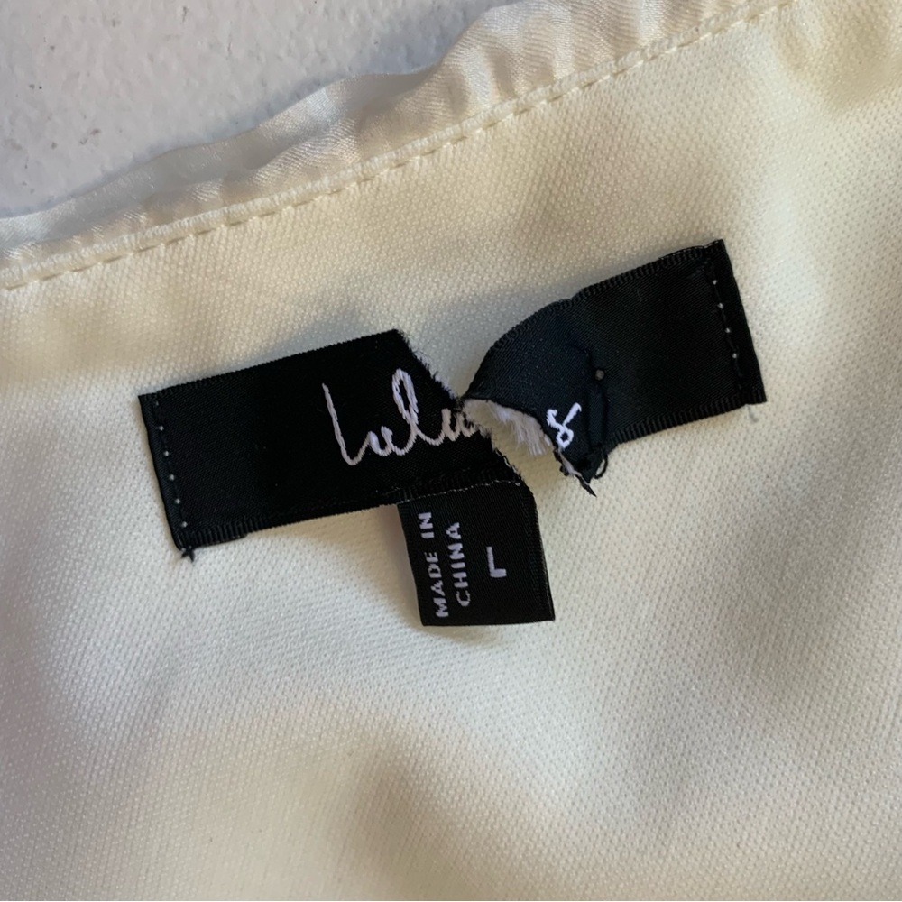 Lulus Large Lanelle Cream Ruffled One Shoulder Midi Dress NWOT Whimsical Tiered - Picture 12 of 17